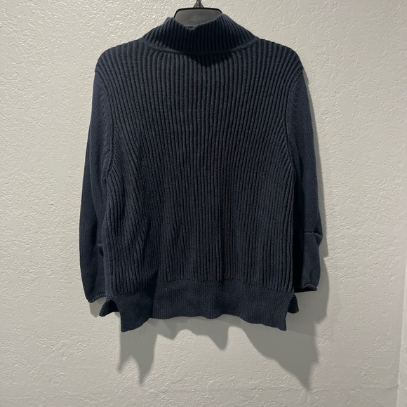 CABI Womens Pursuit Knit Cardigan Size L Blue Ribbed 3/4 Sleeve Sweater #3523 - Picture 4 of 7